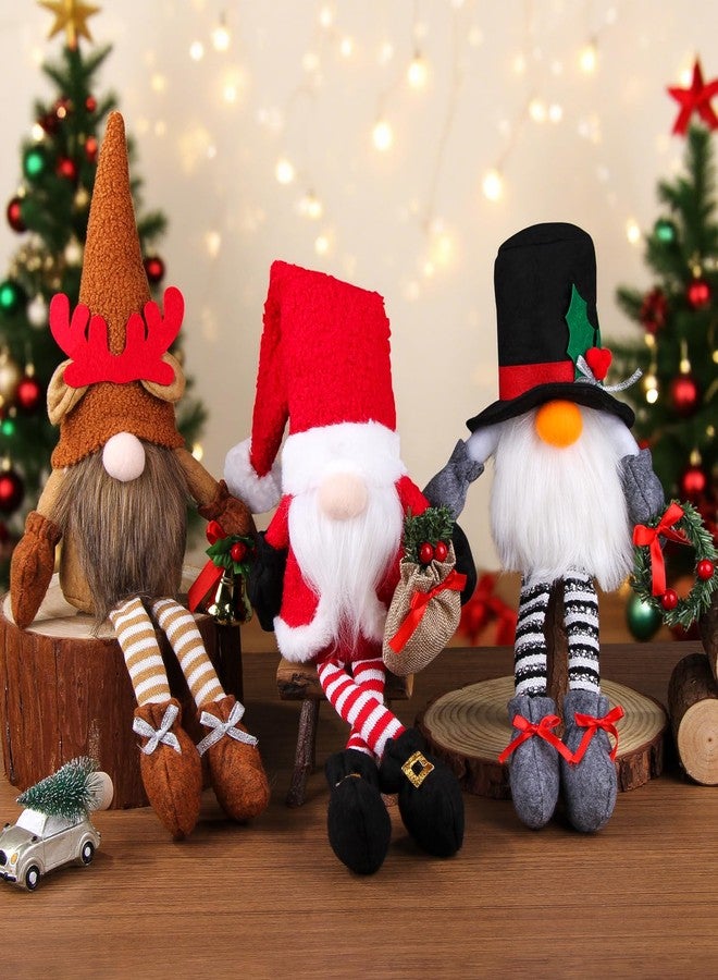BWFY 3PCS Christmas Gnomes Plush,Long Leg Faceless Swedish Handmade Santa Plush Doll, Antler Gnome Rudolph Figurine Ornament for Home Holiday Party Gifts,Hotel, mall, Window Decoration,2025 - Image 1